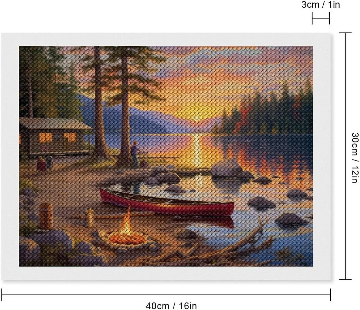 GTABVECT Alpine Lakeside Cabin Bonfire Diamond Art Painting Art Kits for Adults Diamond Art Painting Diamond Art Kits 5D Diamond Art Painting Art Kits for Home Wall Decor 12x16inch