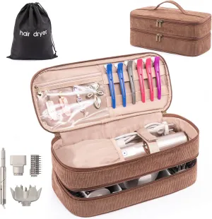 Hair Tools Travel Case with Black Hair Dryer Bag,Double-Layer Hair Tools Travel Carrying Case for Shark FlexStyle/SmoothStyle - Hair Air Wrap Dryer Case Flat Curling Iron Travel Organizer