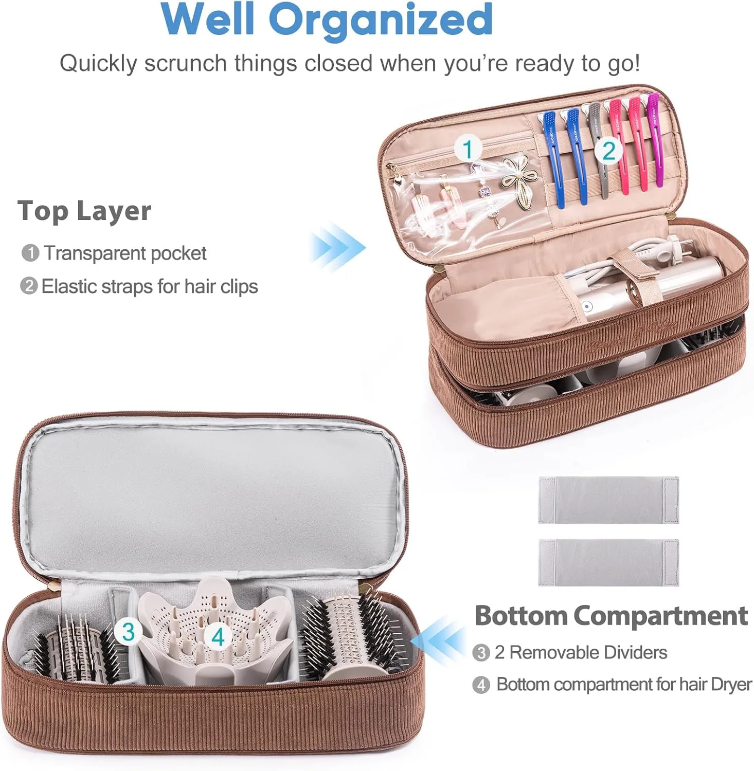 Hair Tools Travel Case with Black Hair Dryer Bag,Double-Layer Hair Tools Travel Carrying Case for Shark FlexStyle/SmoothStyle - Hair Air Wrap Dryer Case Flat Curling Iron Travel Organizer