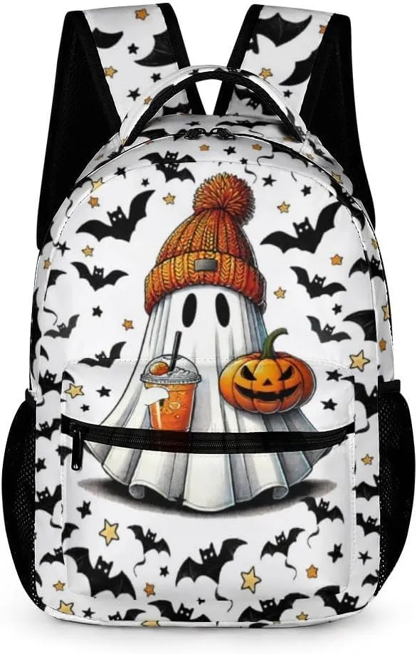 Halloween School Backpack for Kids Girls Boys, 16 Inch Scary Halloween Themed Bookbag, School Backpacks for Students Children, Lightweight, Large Capacity