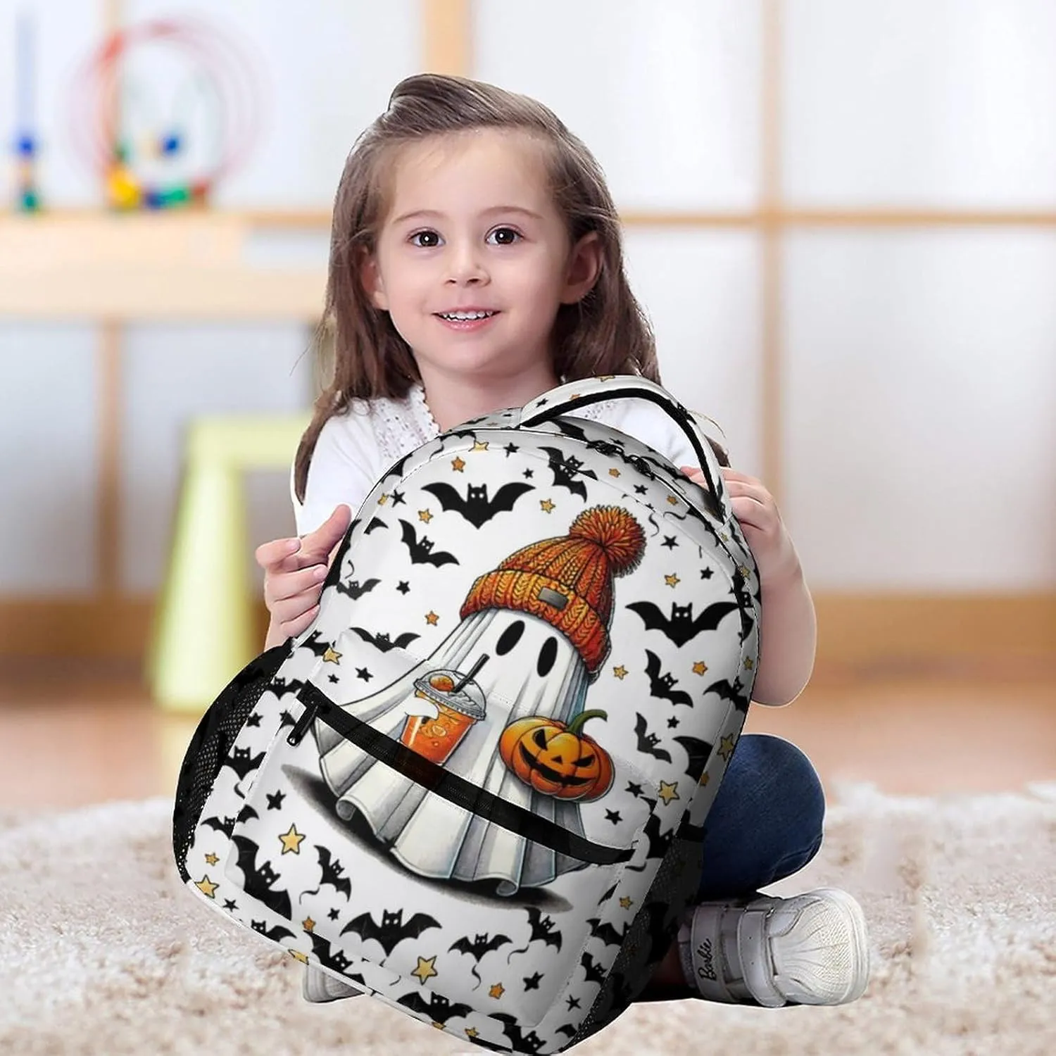Halloween School Backpack for Kids Girls Boys, 16 Inch Scary Halloween Themed Bookbag, School Backpacks for Students Children, Lightweight, Large Capacity