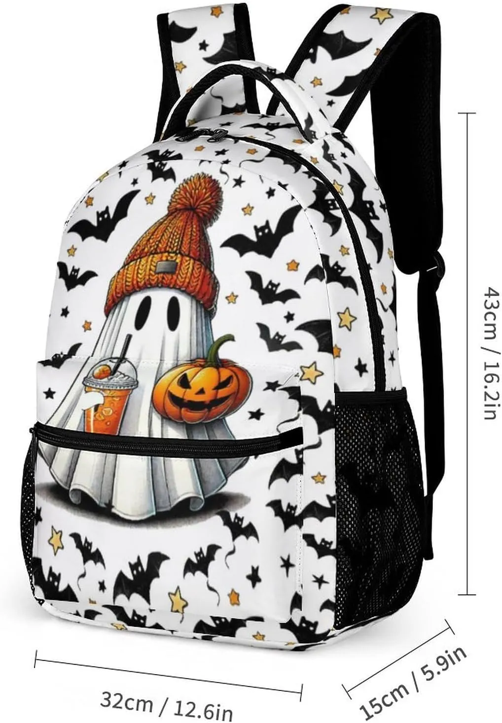 Halloween School Backpack for Kids Girls Boys, 16 Inch Scary Halloween Themed Bookbag, School Backpacks for Students Children, Lightweight, Large Capacity