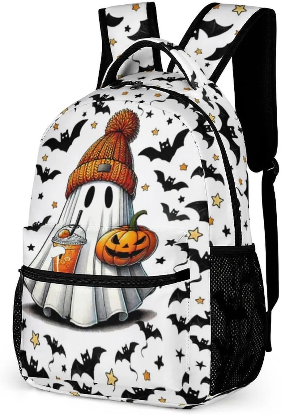Halloween School Backpack for Kids Girls Boys, 16 Inch Scary Halloween Themed Bookbag, School Backpacks for Students Children, Lightweight, Large Capacity