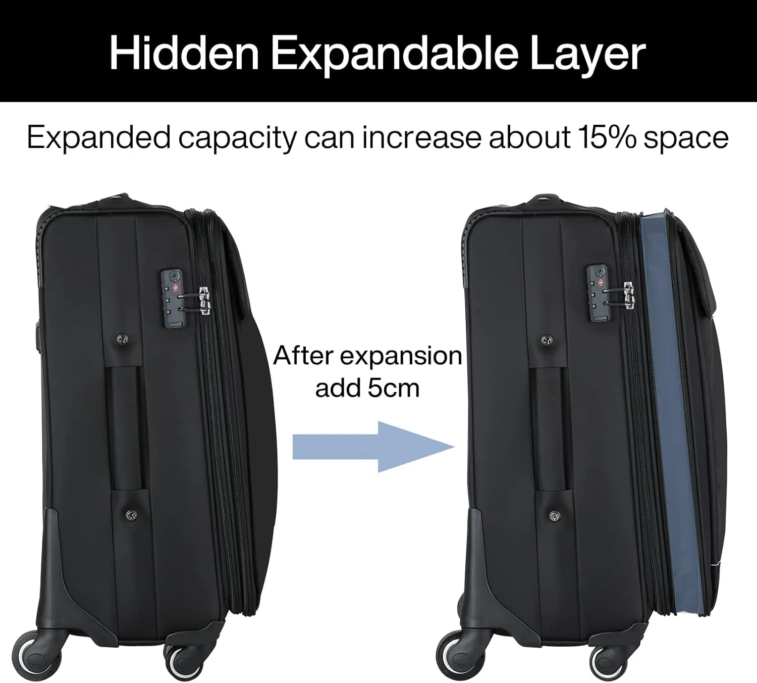 Hanke 20 Inch Expandable Carry On Luggage 22x14x9 Airline Approved Softside Suitcases with Wheels Lightweight Travel Luggage Rolling Suitcase with Lock for Men and Women.(Purple)