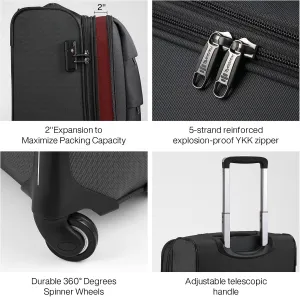 Hanke 24 Inch Expandable Luggage Large Suitcases with Wheels Softside Checked Luggage Rolling Suitcase with Lock Lightweight Travel Luggage for Men and Women 24 Inch Luggage.(Dark Gray)