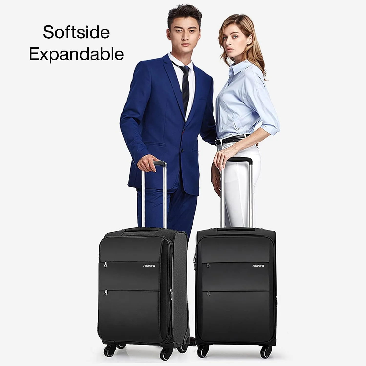 Hanke 24 Inch Expandable Luggage Large Suitcases with Wheels Softside Checked Luggage Rolling Suitcase with Lock Lightweight Travel Luggage for Men and Women 24 Inch Luggage.(Dark Gray)