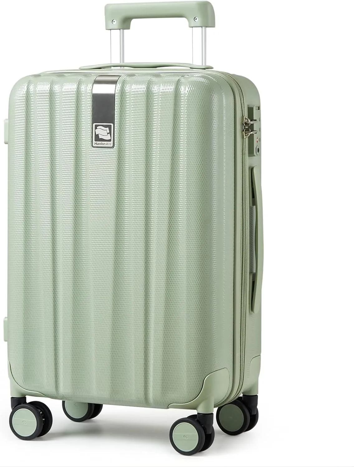 Hanke 29 Inch Luggage Suitcases With Spinner Wheels Lightweight PC hardside Rolling Suitcase With Travel Lock, Checked-Large 29-Inch(Bamboo Green)