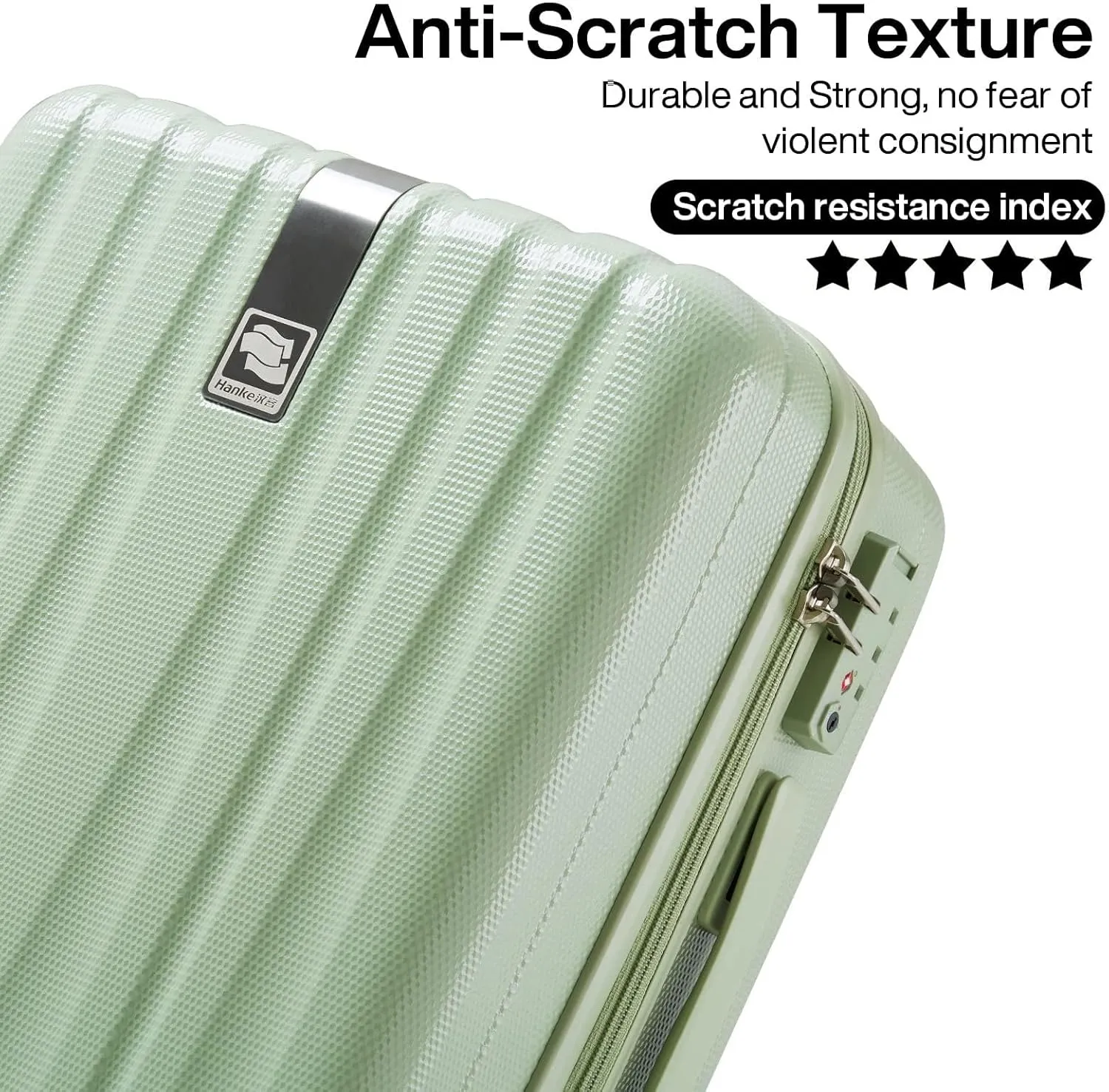 Hanke 29 Inch Luggage Suitcases With Spinner Wheels Lightweight PC hardside Rolling Suitcase With Travel Lock, Checked-Large 29-Inch(Bamboo Green)
