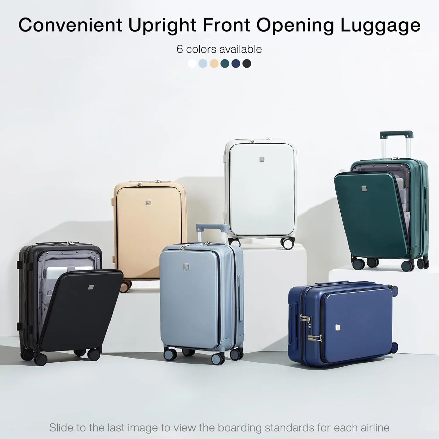Hanke Grace Carry On Luggage with Wheels Airline Approved Hard Shell Suitcases with Front Pocket，Top Opening Luggage with TSA Lock for Short Business Travel，Blackish Green.