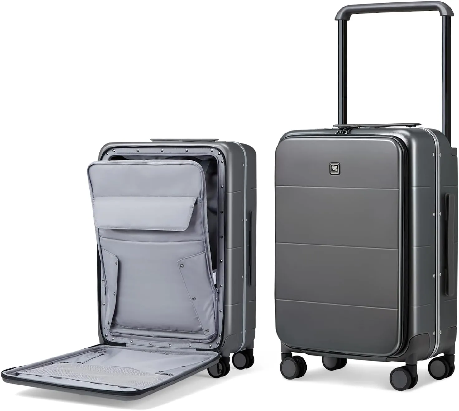 Hanke Luggage Hard Shell Suitcases 24 Inch Checked-Medium Luggage with Spinner Wheels TSA Approved Travel Luggage Wide Handle for Men Women(Graphite Grey)