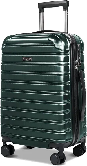 Hard Case Luggage Carry On Luggage Lightweight With Spinner Wheels Rolling Suitcase 22x14x9 Airline Approved PC ABS With TSA Lock Hardshell Travel Carry On Size Hardside 20 Inch,Green