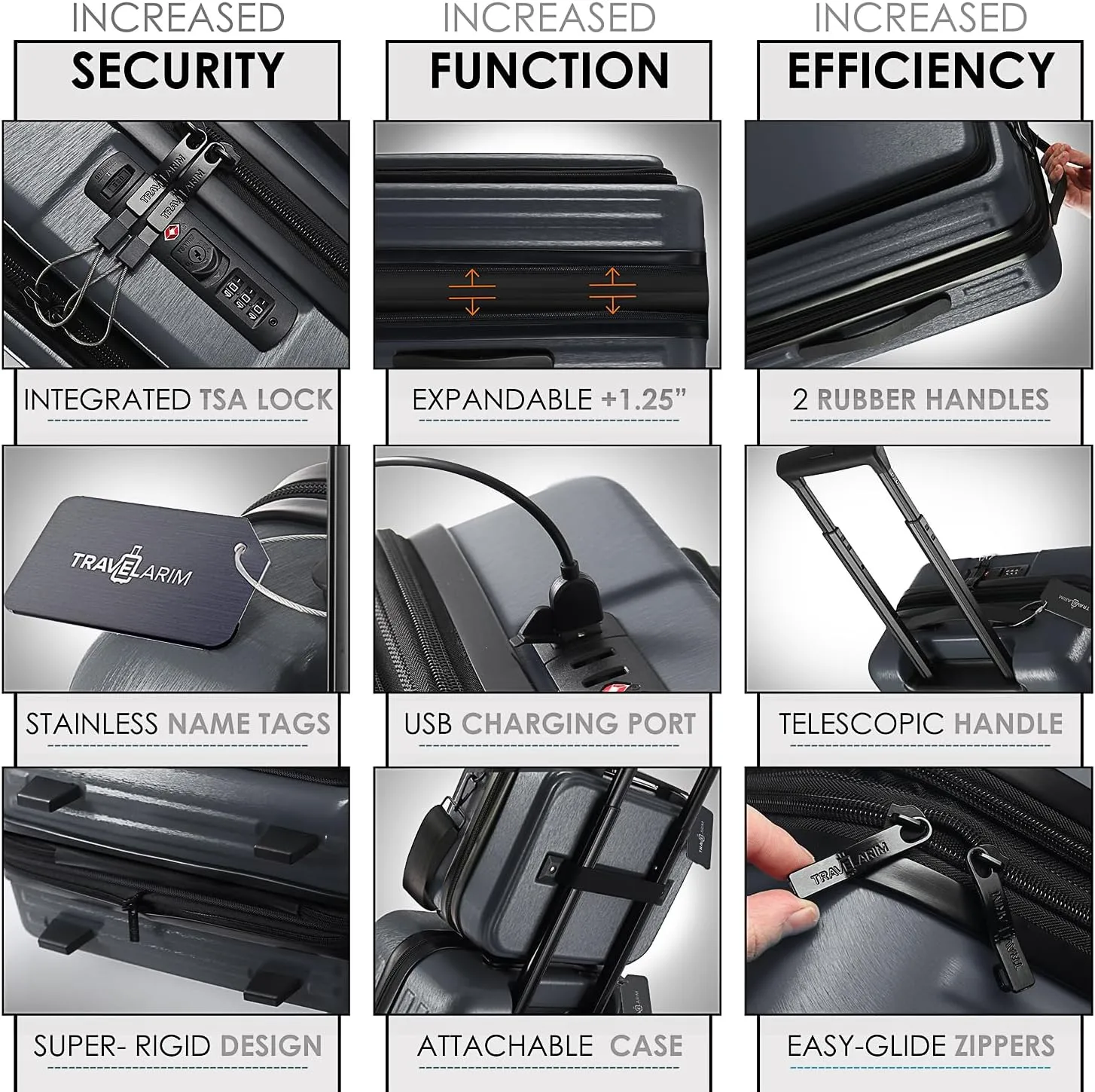 Hard Shell Luggage Sets with Spinner Wheels 4 Piece, Expandable Large Suitcases with TSA Lock, Travel Large Suitcase Set, Grey Luggage Set