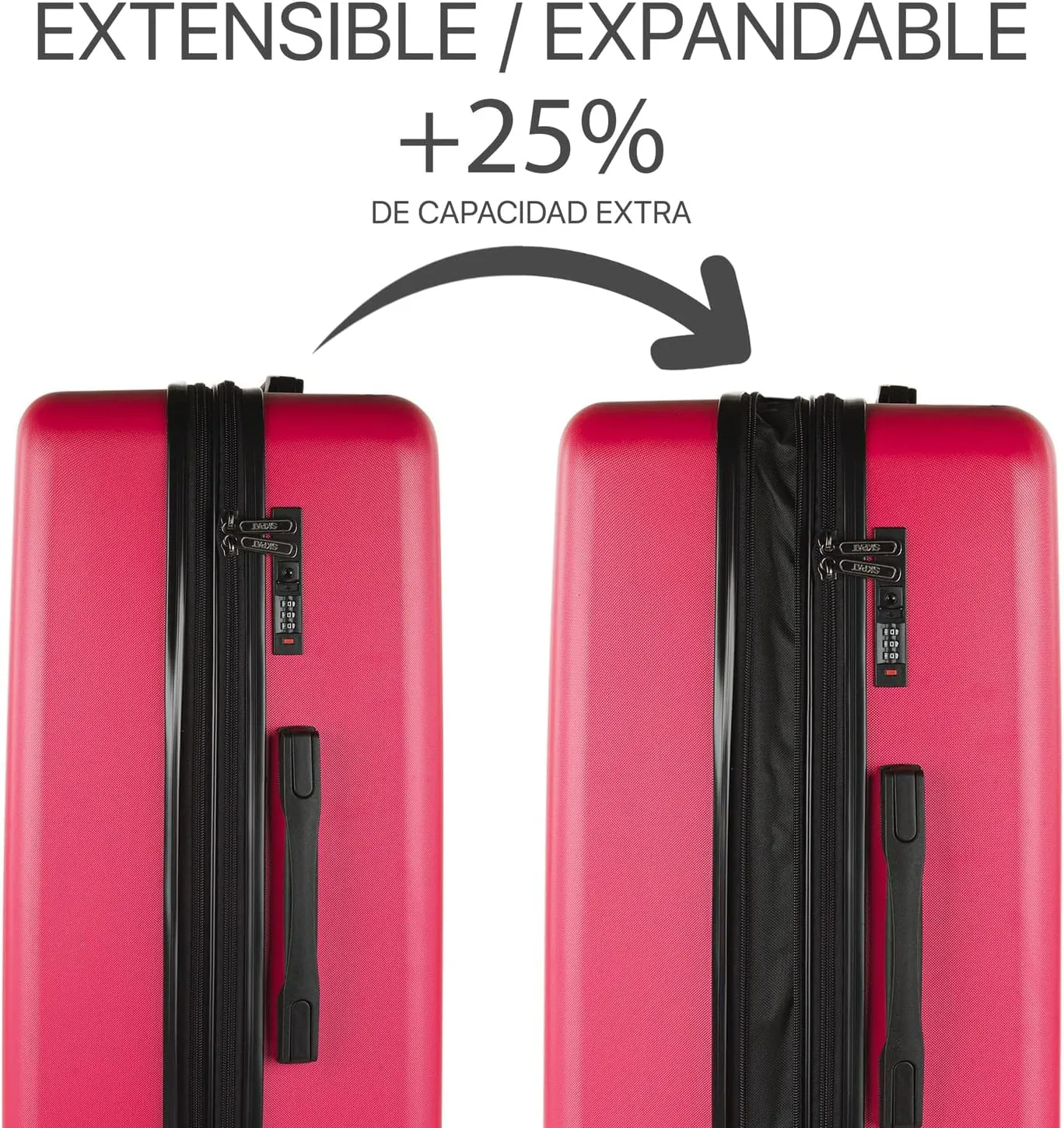 Hard Shell Suitcase Set of 2-4 Double Wheel ABS Luggage Sets 3 Piece with TSA Combination Lock - Resistant and Lightweight Hard Suitcase Set in Small Cabin Size, Medium and Large, Fuchsia, M  