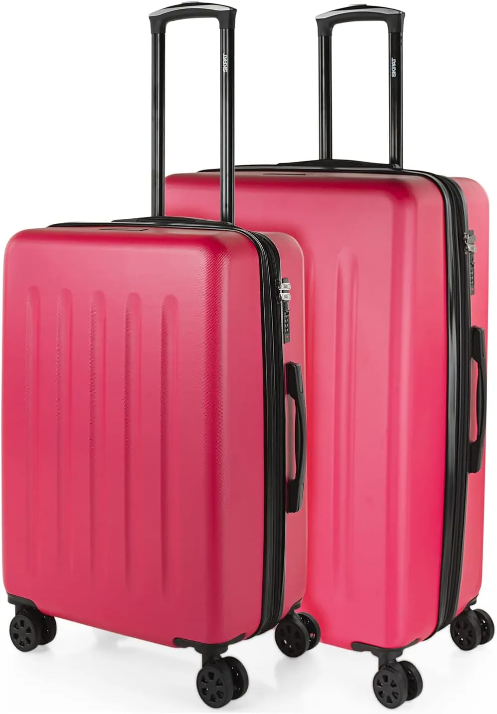 Hard Shell Suitcase Set of 2-4 Double Wheel ABS Luggage Sets 3 Piece with TSA Combination Lock - Resistant and Lightweight Hard Suitcase Set in Small Cabin Size, Medium and Large, Fuchsia, M  