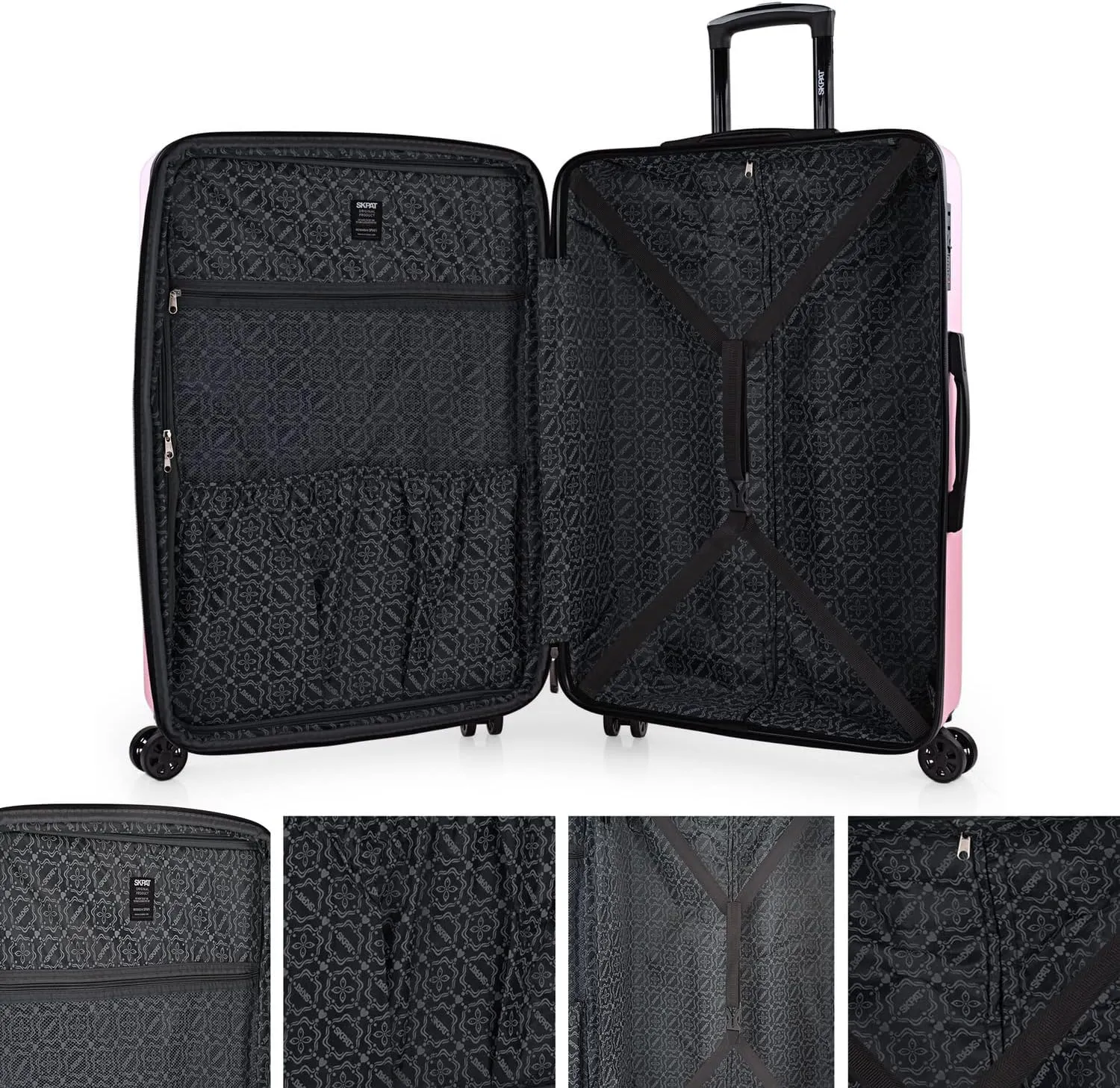 Hard Shell Suitcase Set of 2-4 Double Wheel ABS Luggage Sets 3 Piece with TSA Combination Lock - Resistant and Lightweight Hard Suitcase Set in Small Cabin Size, Medium and Large, Pink, S   M,