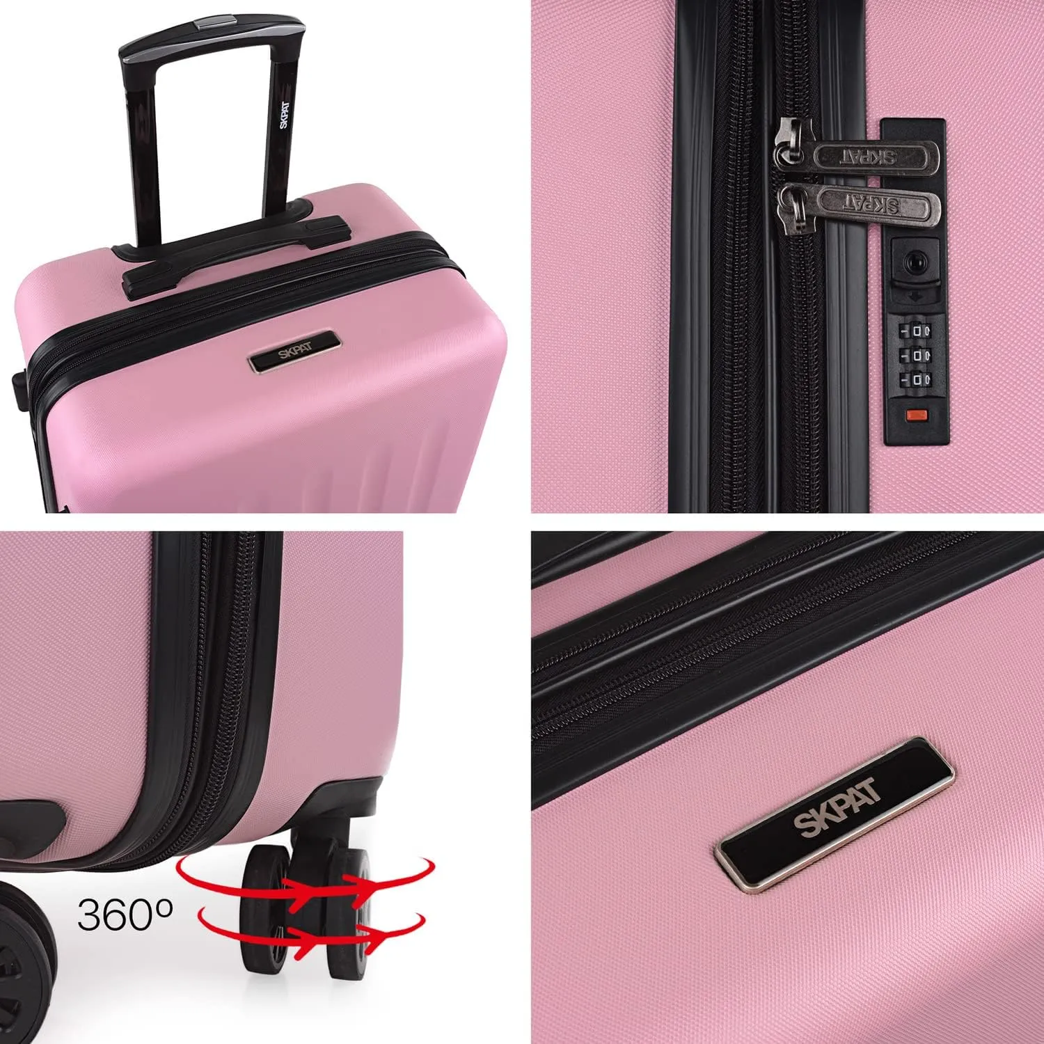 Hard Shell Suitcase Set of 2-4 Double Wheel ABS Luggage Sets 3 Piece with TSA Combination Lock - Resistant and Lightweight Hard Suitcase Set in Small Cabin Size, Medium and Large, Pink, S   M,