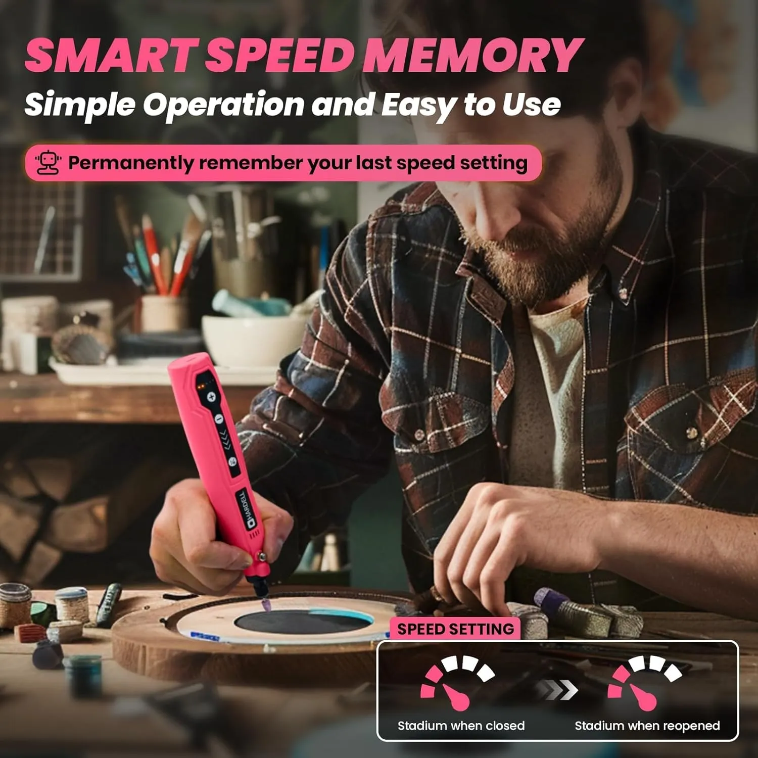 HARDELL Mini Cordless Rotary Tool, 5-Speed 3.7V rechargeable Kit with 69 Accessories, USB Charging Multi-Purpose Power Tool for Sanding, Polishing, Drilling, Etching, Engraving, DIY Crafts