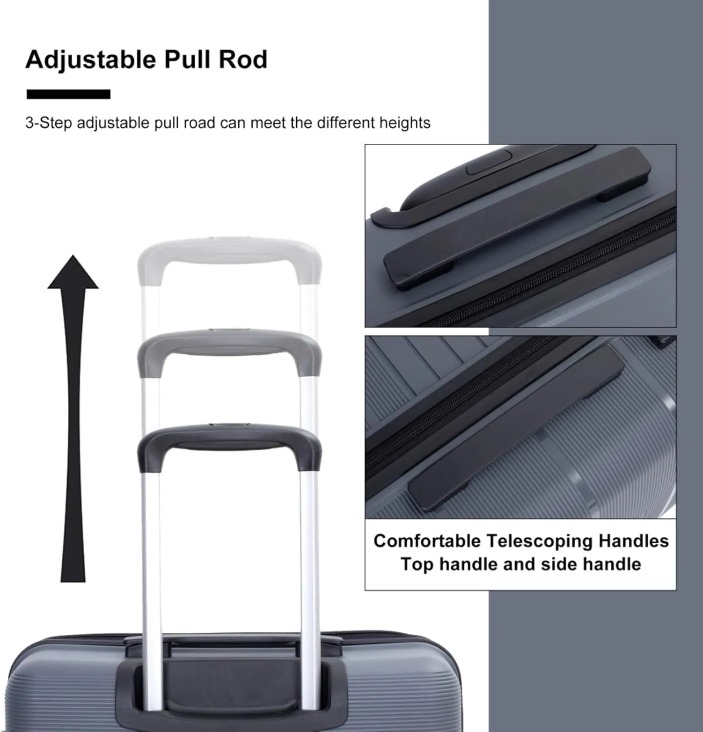 Hardshell Suitcase Double Spinner Wheels PP Luggage Sets Lightweight Durable Suitcase with Lock,3-Piece Set (20/24/28) (Gray   Polypropylene)