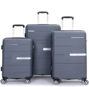 Hardshell Suitcase Double Spinner Wheels PP Luggage Sets Lightweight Durable Suitcase with Lock,3-Piece Set (20/24/28) (Gray   Polypropylene)