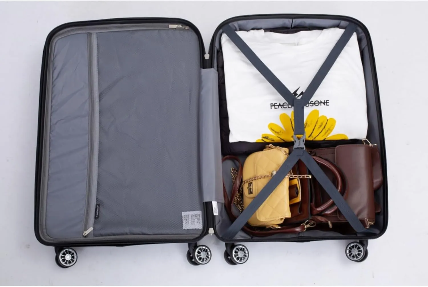 Hardshell Suitcase Double Spinner Wheels PP Luggage Sets Lightweight Durable Suitcase with Lock,3-Piece Set (20/24/28) (Gray   Polypropylene)