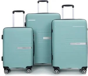Hardshell Suitcase Double Spinner Wheels PP Luggage Sets Lightweight Durable Suitcase with Lock,3-Piece Set (20/24/28) (Light Green   Polypropylene)