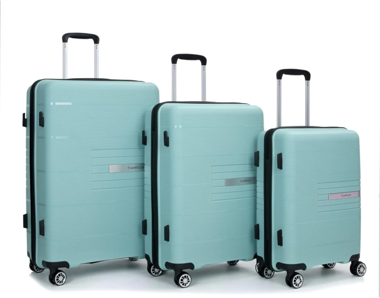Hardshell Suitcase Double Spinner Wheels PP Luggage Sets Lightweight Durable Suitcase with Lock,3-Piece Set (20/24/28) (Light Green   Polypropylene)