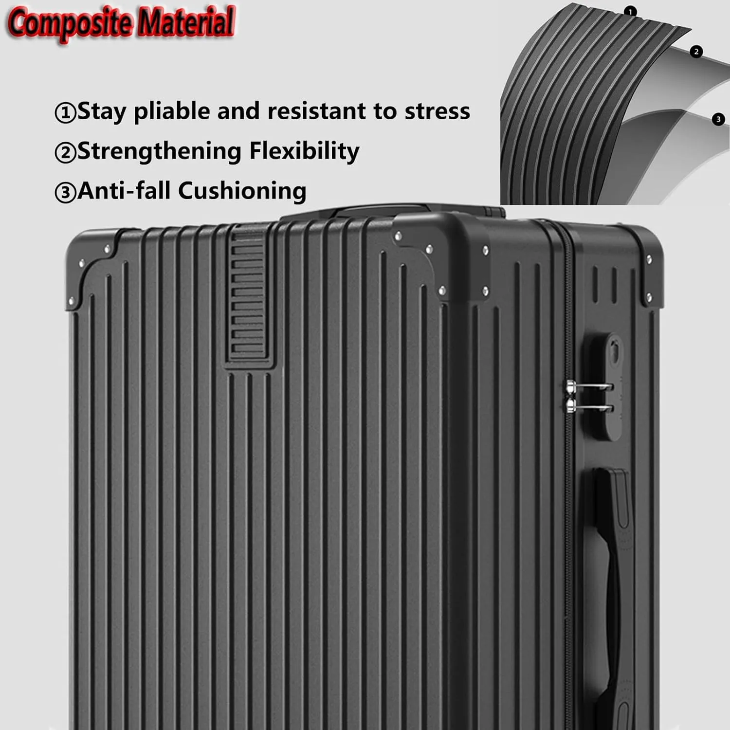 Hardside Luggage, High Volume Swivel Wheel Trolley Case, Space Separation Design, Resistant To Drop And Pressure (Color : 22, Size : Black)