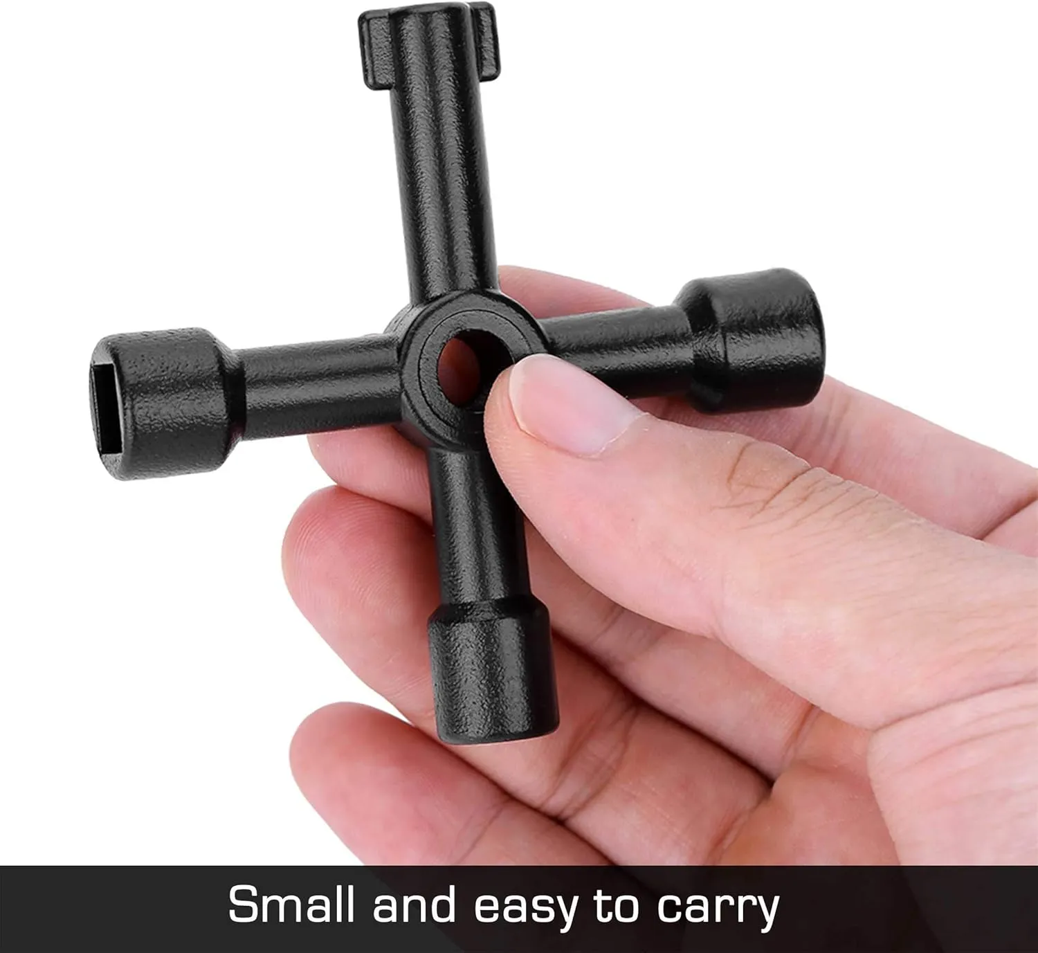 HAUTMEC 4 Way Sillcock Water Key Multi-functional Universal Cross Water Spigot Key Zinc Alloy Plumbers Electricians Valve Tools Black Silcock Key 4 Way, 2 Pack