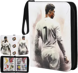 HBK Soccer Card Binder, PU Leather Soccer Card Holder with 50 Sleeves for Sports Card Storage, Soccers Gift for Trading Cards Collectors (400 Pocket)