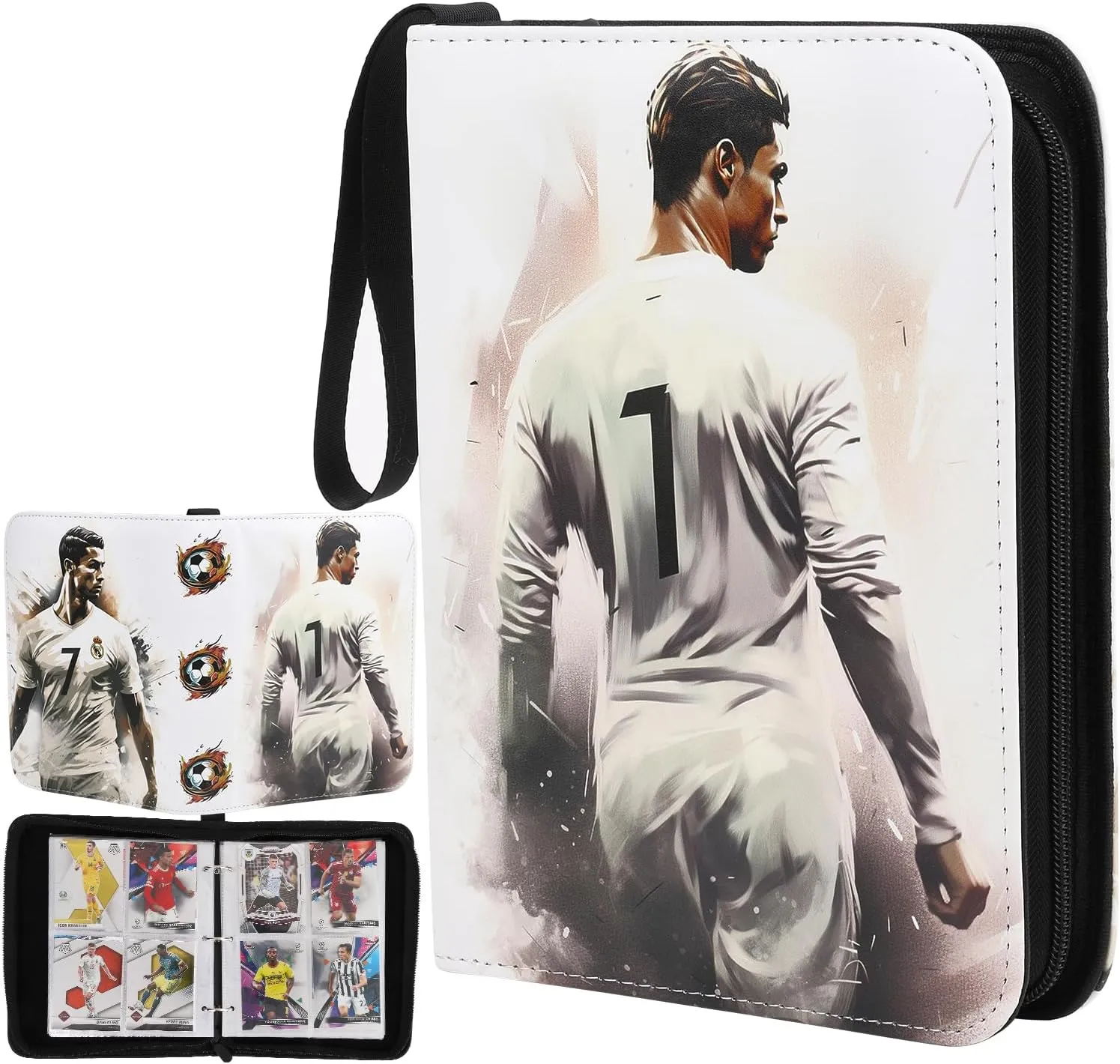 HBK Soccer Card Binder, PU Leather Soccer Card Holder with 50 Sleeves for Sports Card Storage, Soccers Gift for Trading Cards Collectors (400 Pocket)