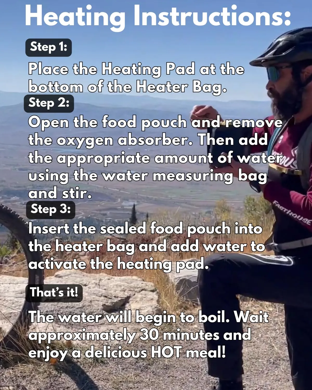 Heaven's Harvest Self-Heating Emergency Meal Kit (10 Year Shelf Life) — Tastier than MRE Meals & Ready-To-Eat in Minutes! Just add water to activate the “cooking” process. (Teriyaki Chicken) (Single)