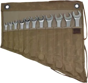 Hide & Drink, Wrench Tool Roll with 11 Pockets, Hanging Storage for Craftsmen, Tool Storage, Rustic Organizer, Waxed Canvas, Handmade, Fatigue