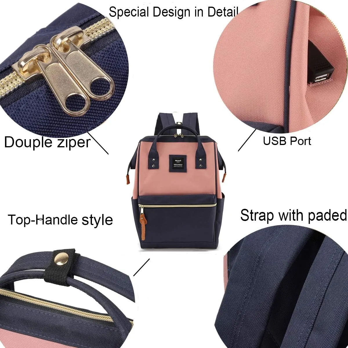 Himawari Laptop Backpack for Women&Men,Wide Open Large USB Charging Port 15.6 Inch Laptop Doctor College Work Bag (XK-05#-USB L）