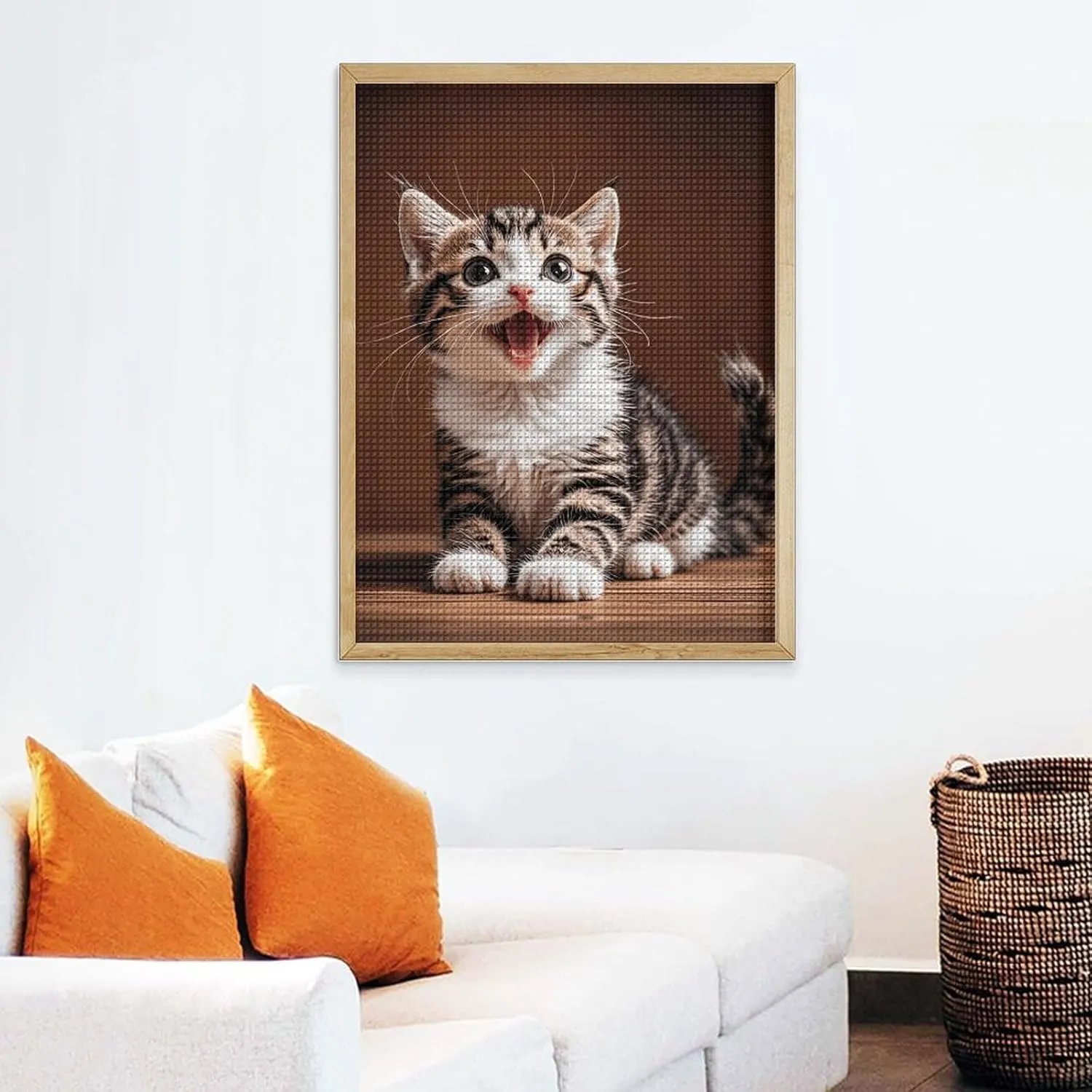 HJUQNGF Diamond Painting Kits for Adults Cute Happy Kitten Diamond Art DIY Canvas Paintings Kits with Square Resin Gems Complete Tools Paint by Numbers Kit for Beginner 12"x16"
