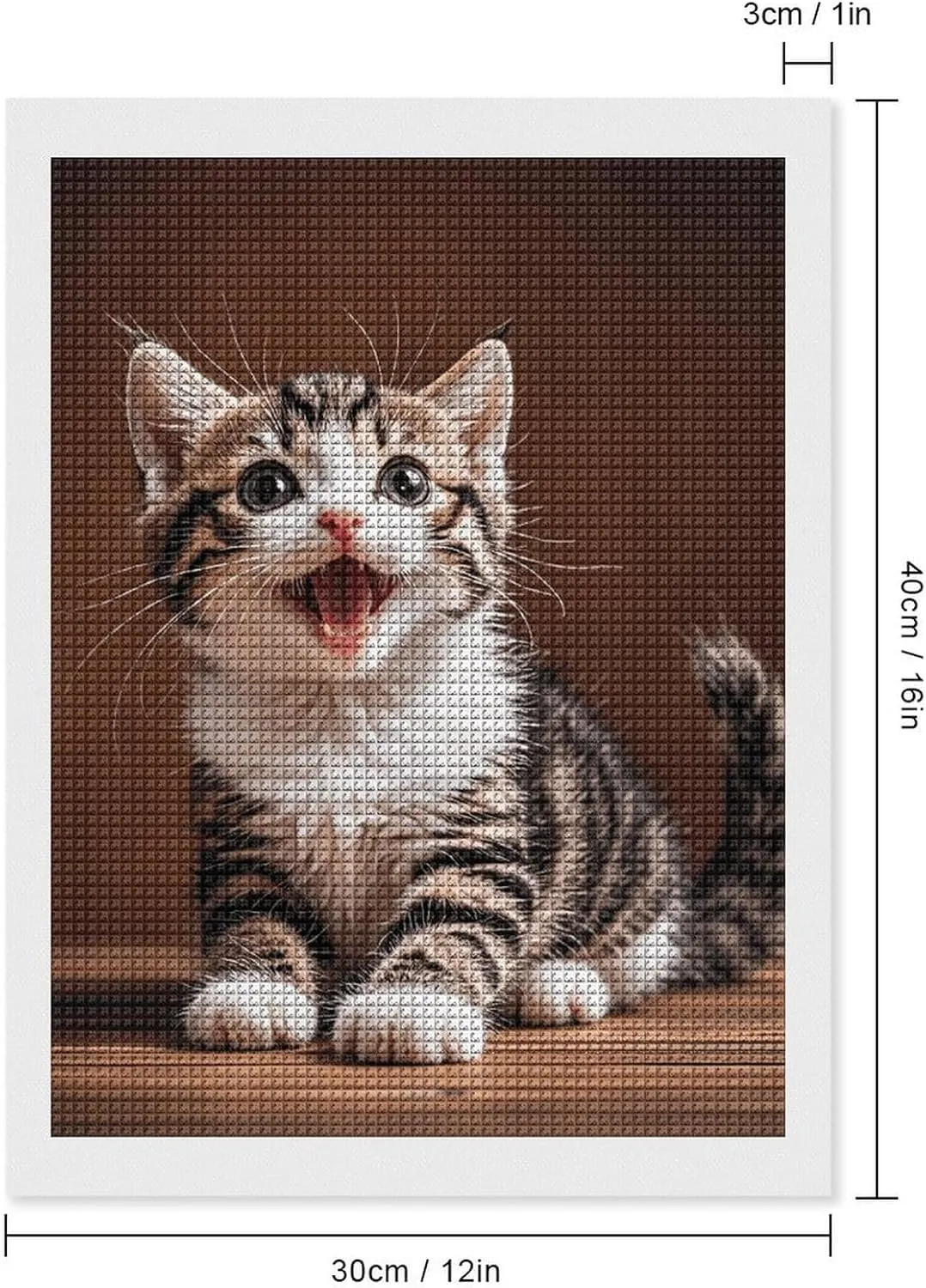 HJUQNGF Diamond Painting Kits for Adults Cute Happy Kitten Diamond Art DIY Canvas Paintings Kits with Square Resin Gems Complete Tools Paint by Numbers Kit for Beginner 12"x16"