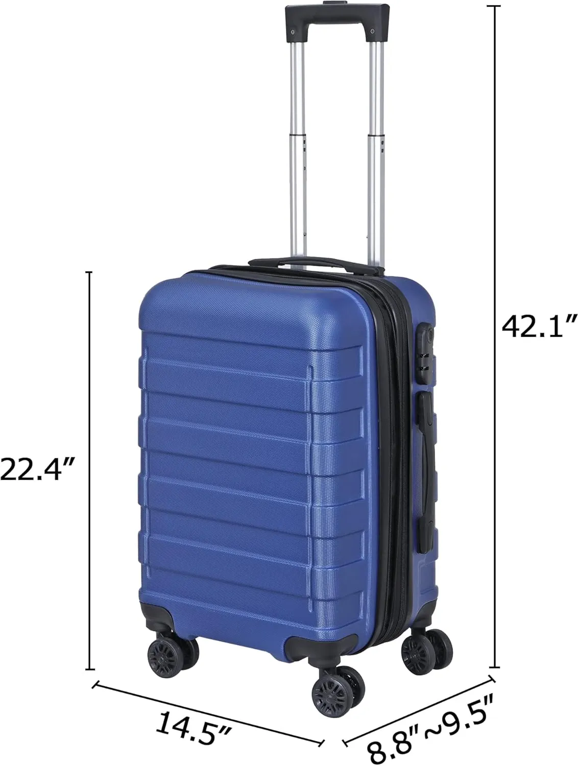 HomGarden 21 Inch Hardside Expandable Carry on Luggage, Travel Suitcases with Wheels and Lock (Navy)