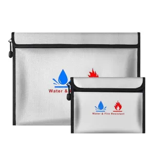 Horizontal Gray Twofireproof Document Bag, Fireproof Waterproof Money Bag File with Zipper for Cash, Important Documents Valuables New 2025 High Reliable Electronic Component