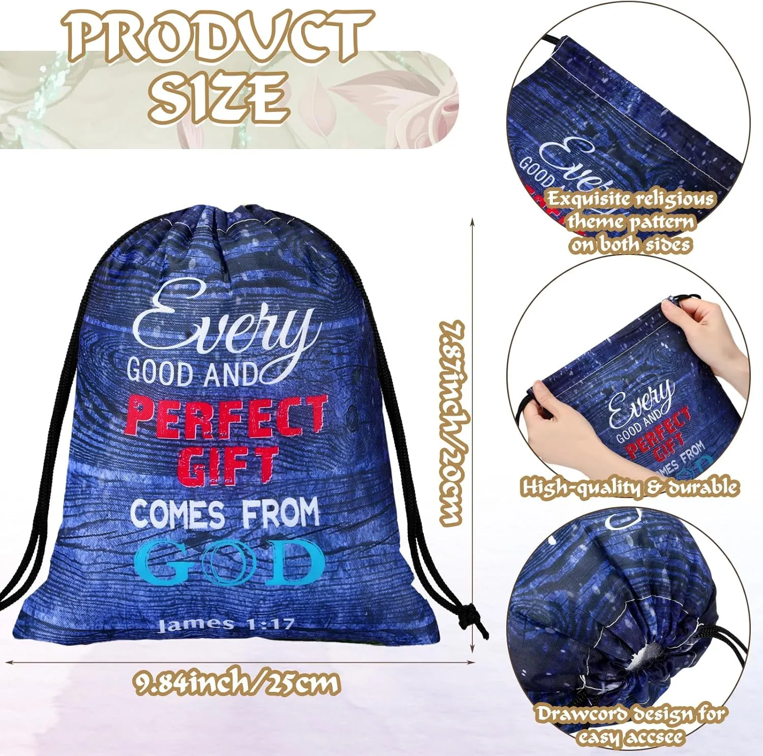 Hosuly 30 Pcs Bible Verse Drawstring Bags Christian Bag Bulk Easter Religious Gift for Women Travel Church Gym Sport Supply
