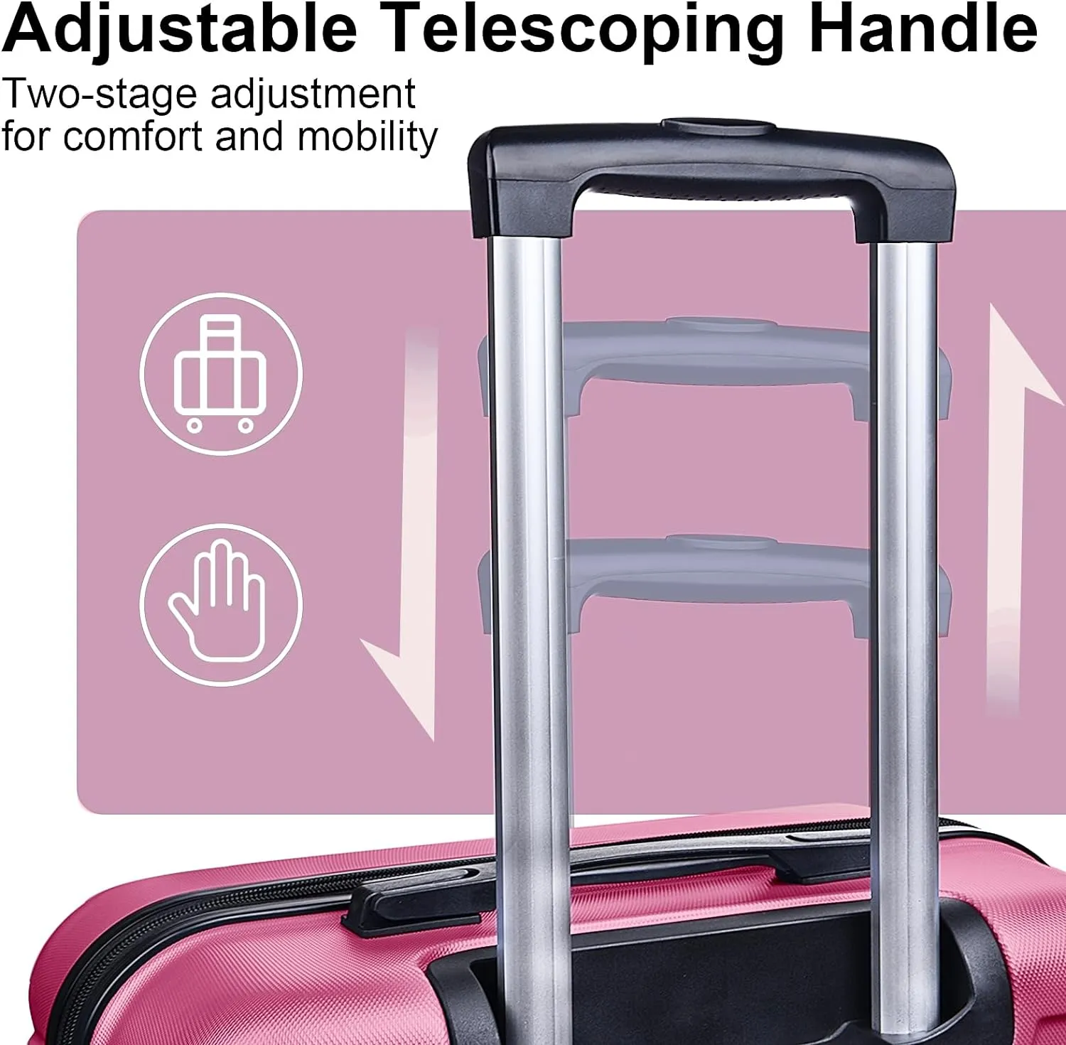 HOUAGI 3 Piece Luggage Sets Hardshell Lightweight Luggage with Spinner Wheels 20"/24"/28"(Rose Red)