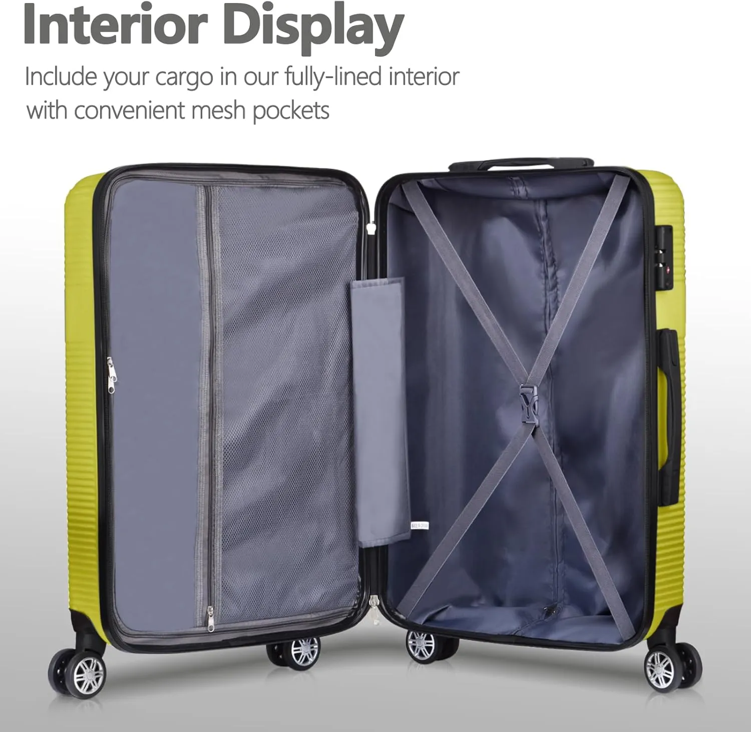 HOUAGI Luggage Sets 2 Piece,20 inch 24 inch Carry on and Checked Luggage,Hardshell Lightweight Suitcase with 4 Spinner Wheels,2-Piece Set(20/24),Yellow