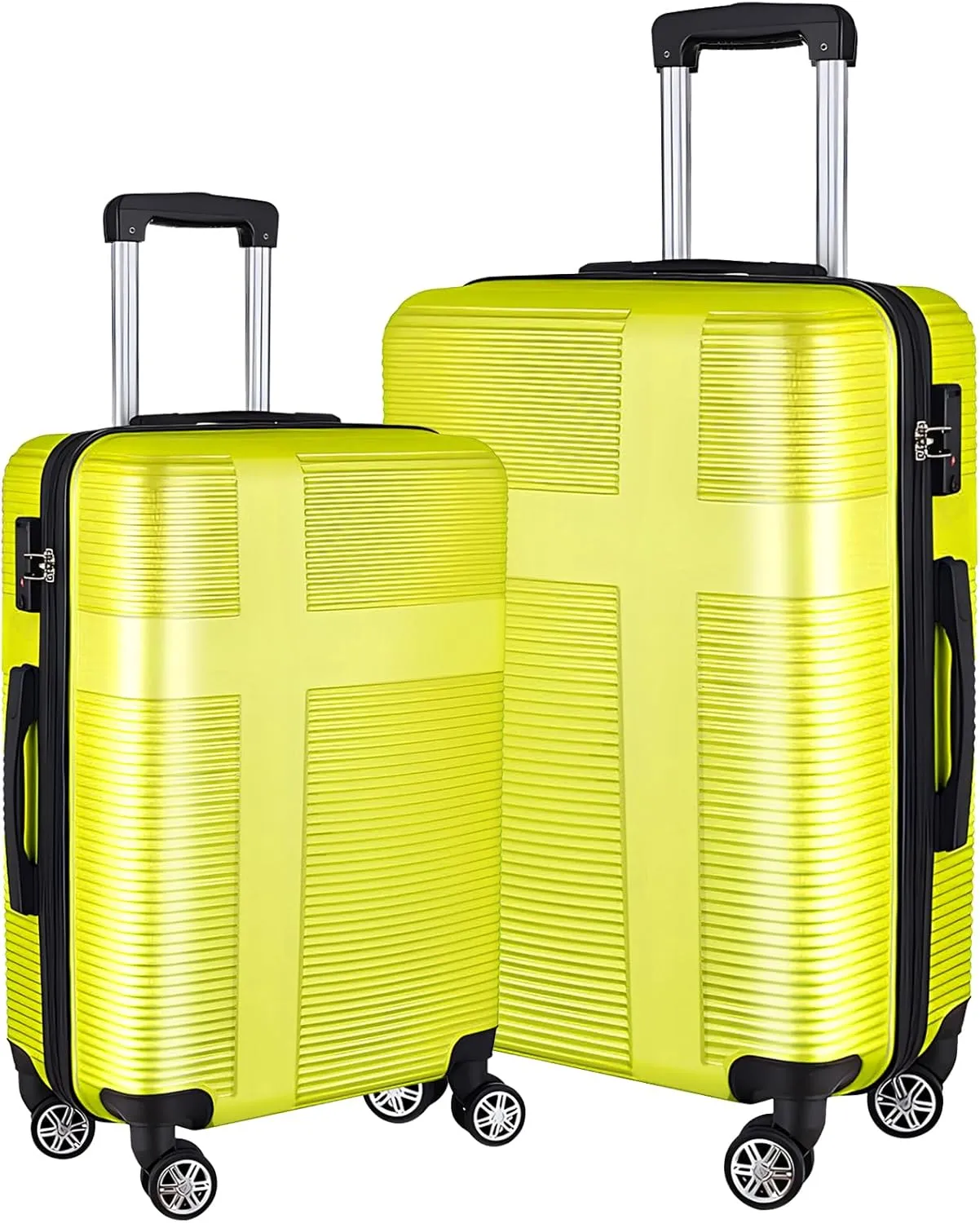 HOUAGI Luggage Sets 2 Piece,20 inch 24 inch Carry on and Checked Luggage,Hardshell Lightweight Suitcase with 4 Spinner Wheels,2-Piece Set(20/24),Yellow