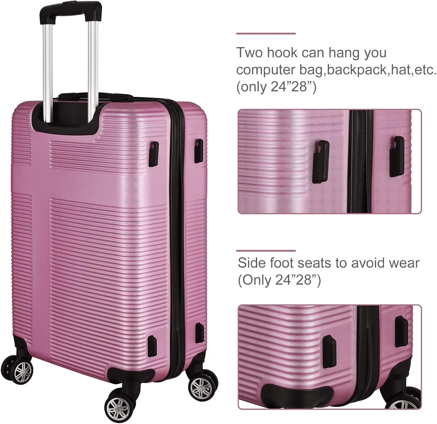 HOUAGI Luggage Sets Hardshell 3pcs Clearance Luggage Hardside Lightweight Suitcase Sets Spinner Wheels TSA Lock 20in/24in/28in