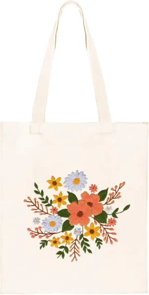 Huacan Embroidery Canvas Bag Kits for Adults Beginner Stamped Flowers Pattern DIY Cross Stitch Printed Flower Stitching Sewing Kit