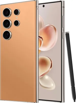 I24 Ultra Unlocked Smartphone,6GB 256GB Built in Pen with128GB Memory Card cell phone Android 13, 6.8"HD Screen Unlocked Cell Phone, 6800mAh, 48MP 108MP Dual Camera/Fingerprint Lock (Titanium Orange)