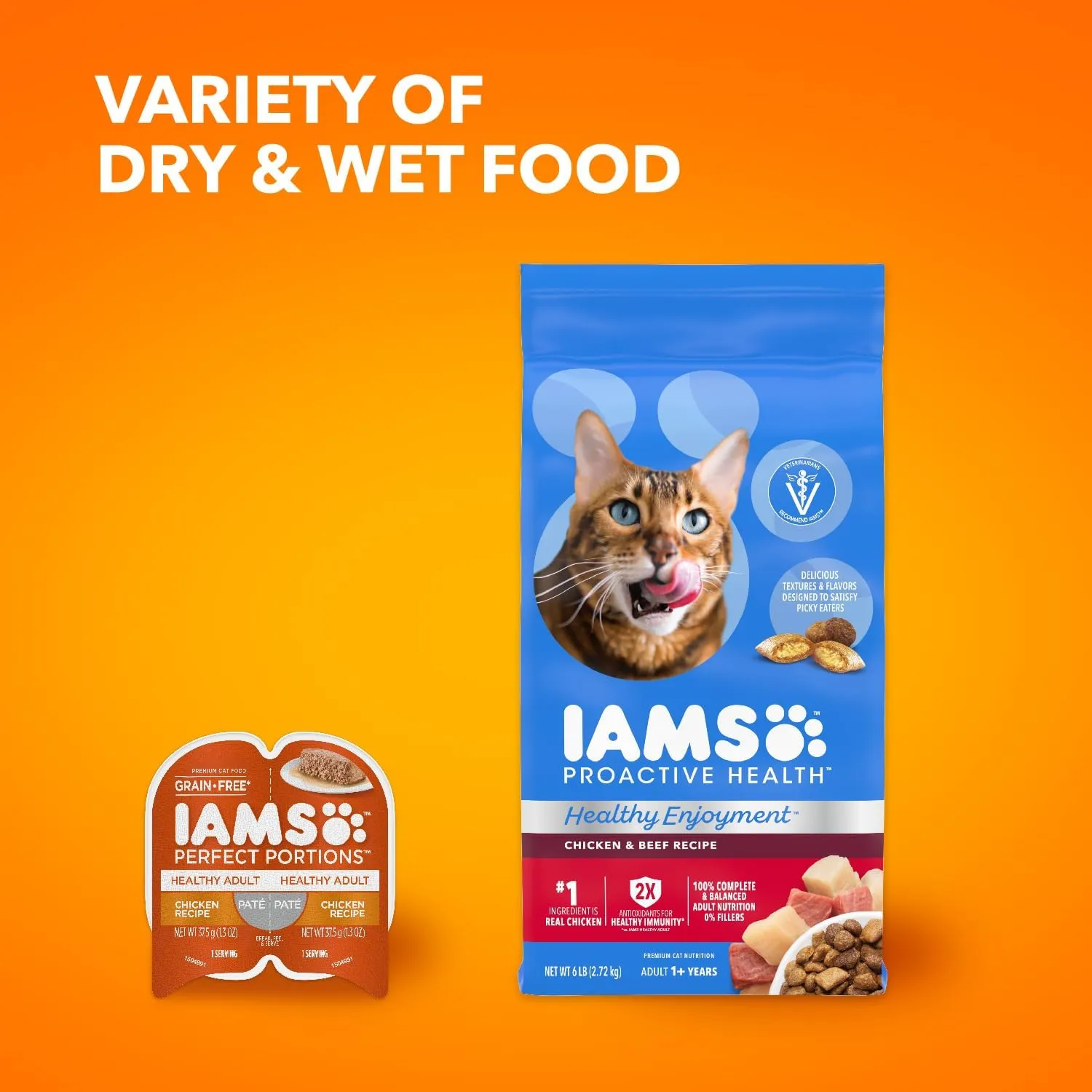 IAMS Healthy Enjoyment Dry Cat Food Chicken & Beef Recipe, 15 lb. Bag