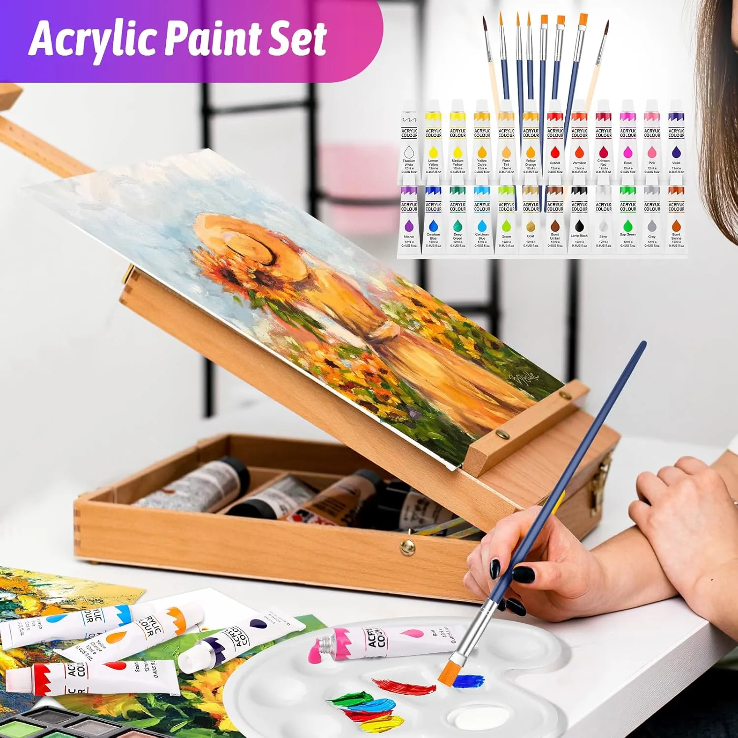 iBayam Arts and Crafts Kits for Kids Teens Girls Boys Adult, 195-Pack Deluxe Art Set Box with 3 PCS Drawing Pads, Canvases, Acrylic Paints, Painting, Drawing & Art Supplies for Easter Basket Stuffers