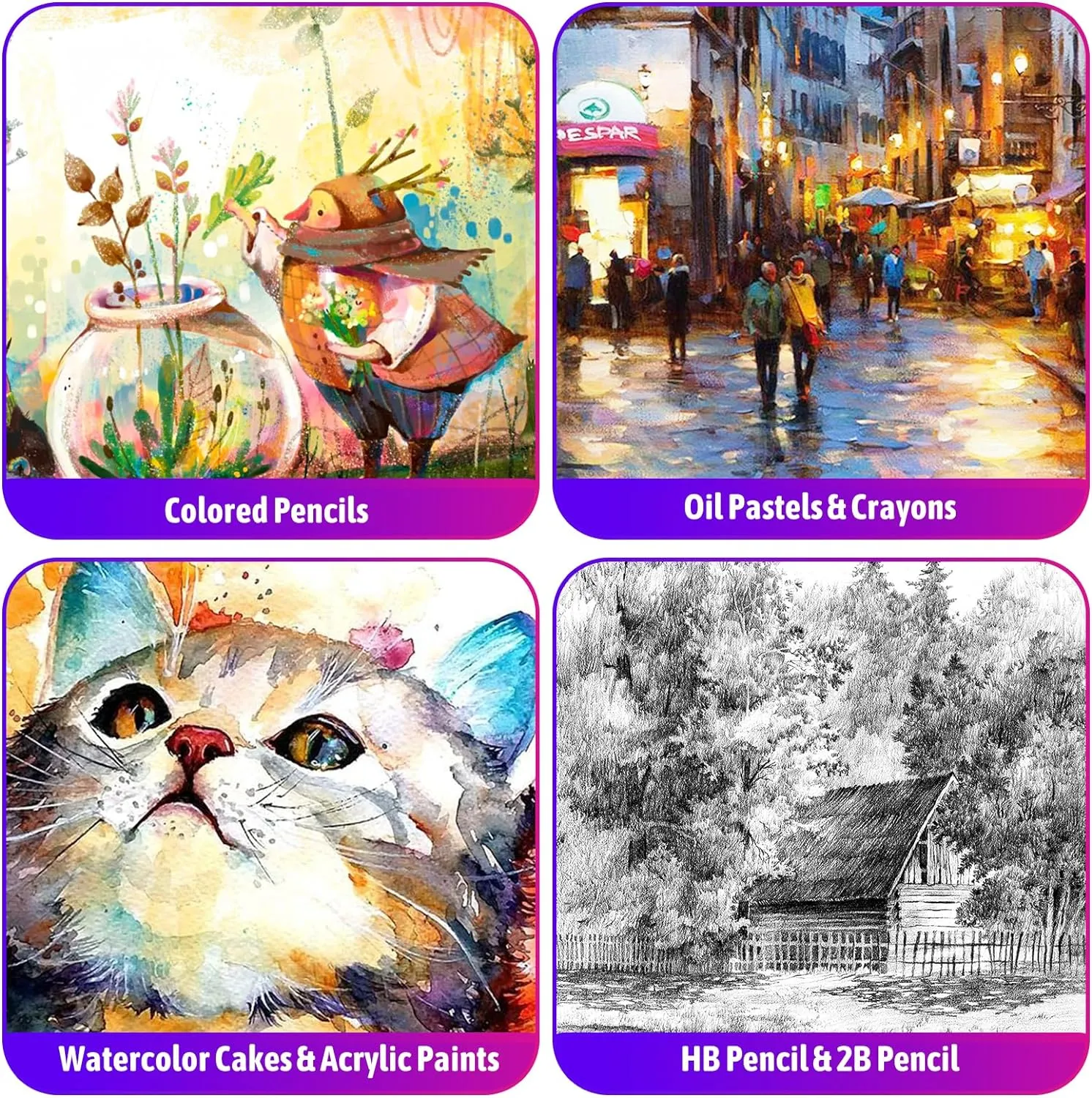 iBayam Arts and Crafts Kits for Kids Teens Girls Boys Adult, 195-Pack Deluxe Art Set Box with 3 PCS Drawing Pads, Canvases, Acrylic Paints, Painting, Drawing & Art Supplies for Easter Basket Stuffers