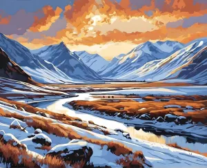 Iceland Collection PD (17) - Landmannalaugar in Snow - Van-Go Paint-by-Number Kit 50CMx65CM DIY Frame