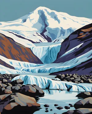 Iceland Collection PD (32) - Snaefellsjokull Glacier - Van-Go Paint-by-Number Kit 50CMx65CM DIY Frame