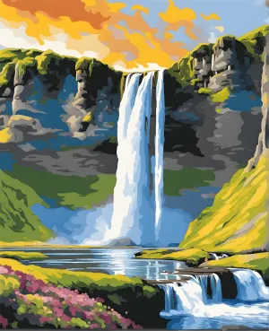 Iceland Collection PD (7) - Seljalandsfoss Waterfall - Van-Go Paint-by-Number Kit 60x75cm no Frame